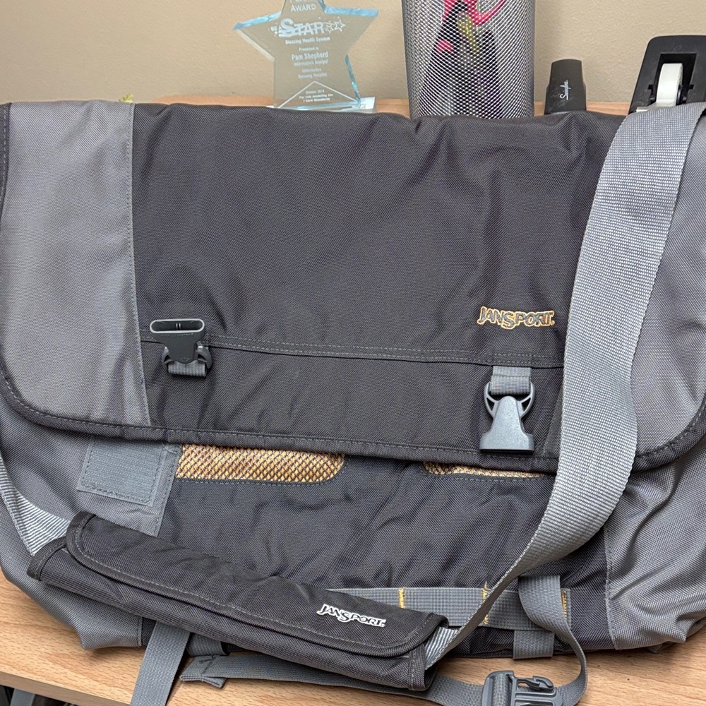 JanSport Charcoal and Black Messenger Bag